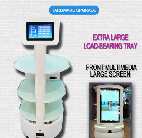 Multi-Functional Hotel Service Robot: Advertising Screen-Equipped, Food Delivery + Distribution + Advertising, Multi-Purpose