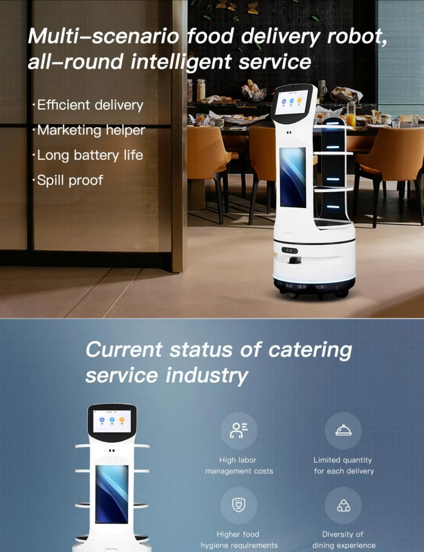 Padbot W3s Delivery Robot Commercial Hotel KTV Smart Delivery Robots