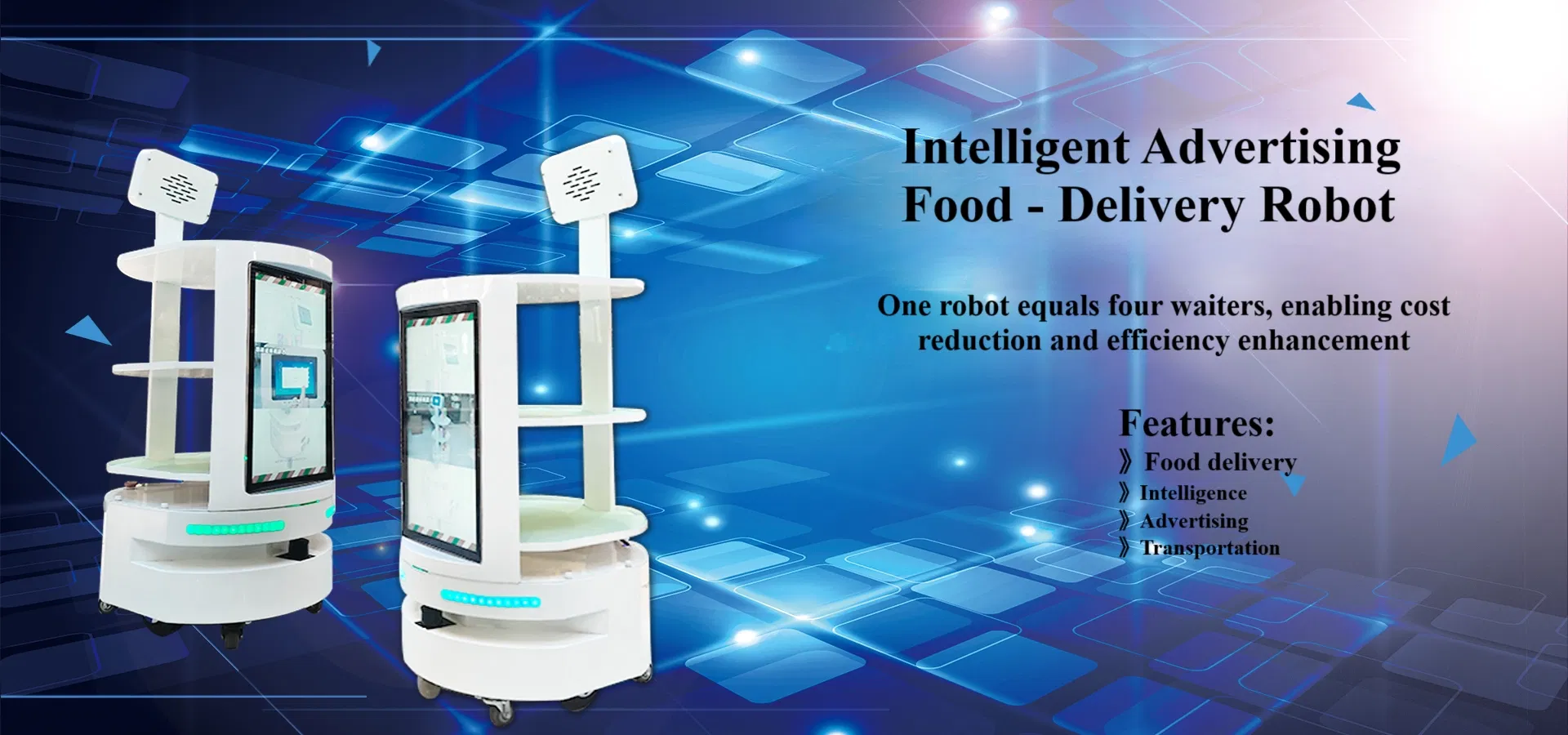 Multi-Functional Hotel Service Robot: Advertising Screen-Equipped, Food Delivery + Distribution + Advertising, Multi-Purpose