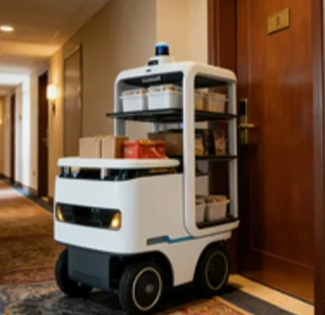 Energy Saving Hotel Room Guest Meal Delivery Door to Door Robot