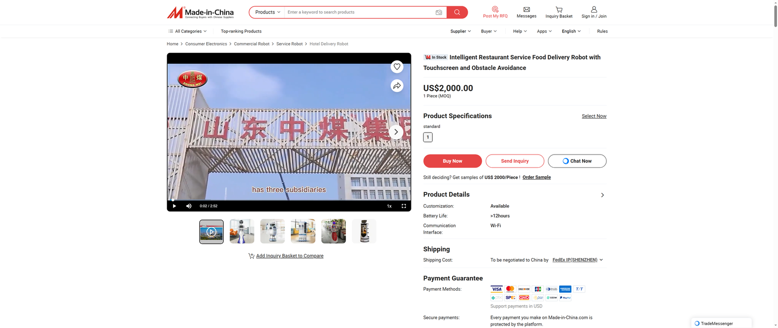 Intelligent Restaurant Service Food Delivery Robot with Touchscreen and Obstacle Avoidance