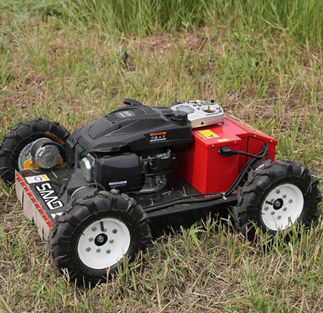 Chinese Factory New Style Mini Gasoline 7.5HP 4 Stroke Remote Control Lawn Mower for Garden Mowing