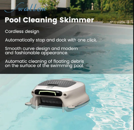 Swallow Automated  Remote-Controlled Swimming Pool Cleaning Robots with a 7-Hour Battery Life Suitable for All Types of Pools