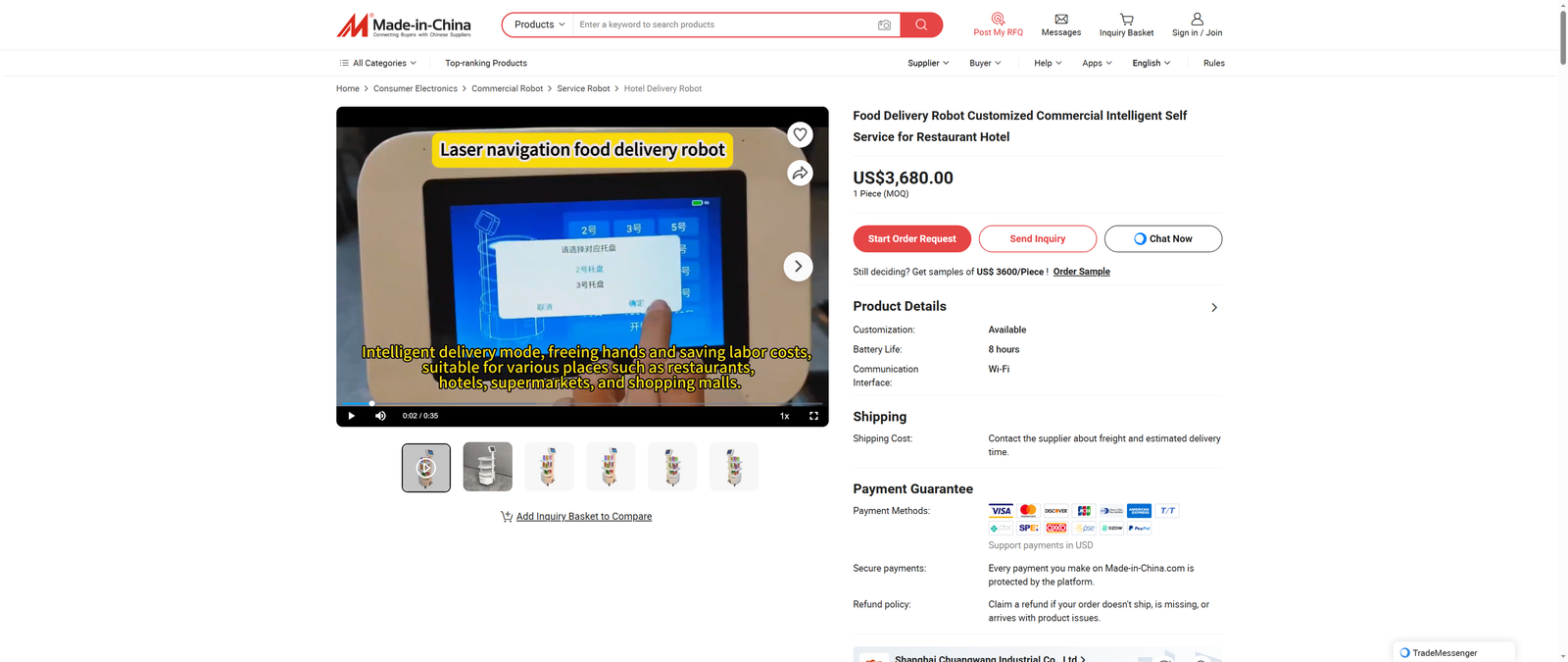 Food Delivery Robot Customized Commercial Intelligent Self Service for Restaurant Hotel