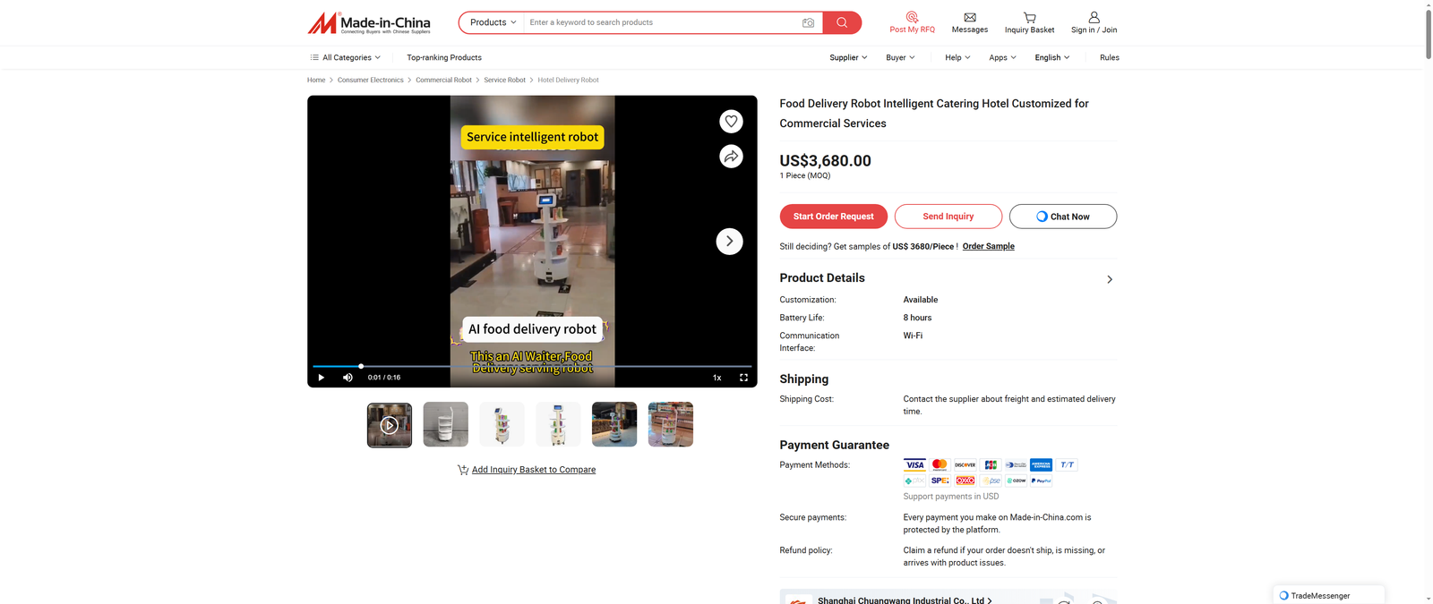 Food Delivery Robot Intelligent Catering Hotel Customized for Commercial Services